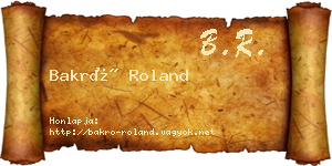 Bakró Roland névjegykártya