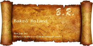 Bakró Roland névjegykártya